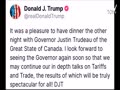 Referring to Canada as US state and to our Prime Minister as Governor must concern us all. This arogant passive aggressive language shows Trump has no respect for Canada’s sovereignty and the integrity of our borders. Such language is dangerous and can’t be tolerated.